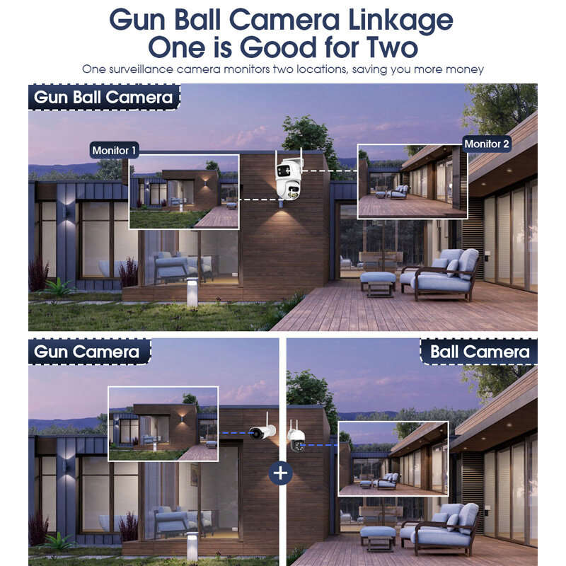 3K 6MP Dual Lens Outdoors WiFi Security Camera HD Night Vision Motion Detection Auto Tracking Waterp