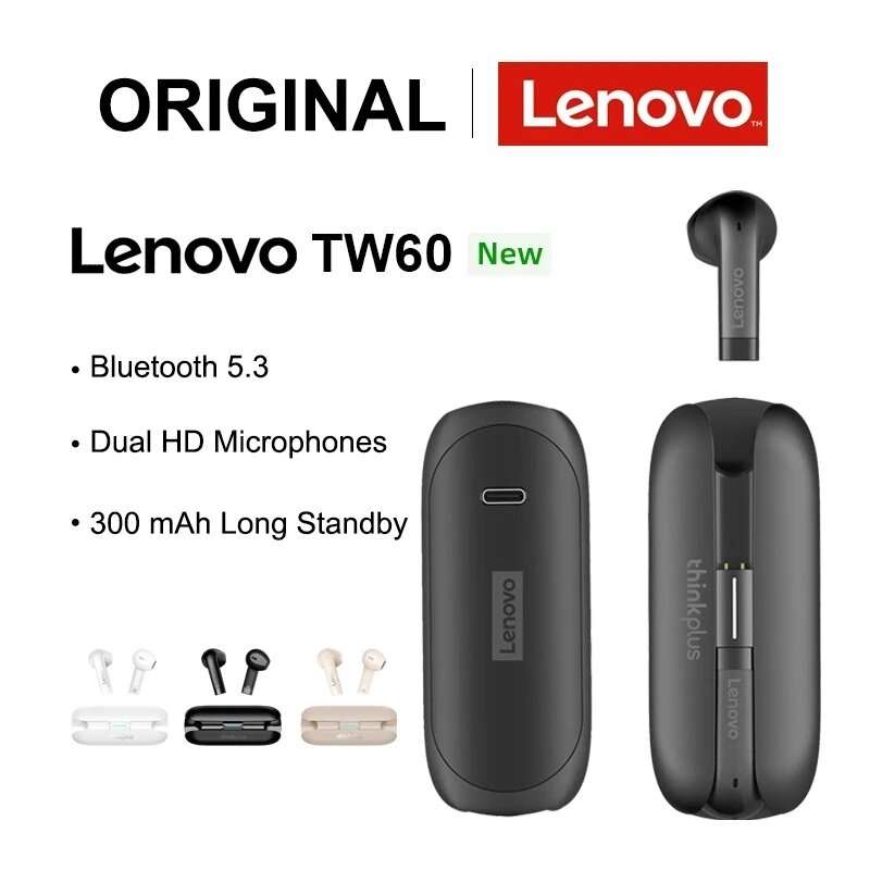 Lenovo TW60 TWS Earphones Wireless bluetooth 5.3 Headphones 13mm Drivers HiFi Stereo Mini Portable H