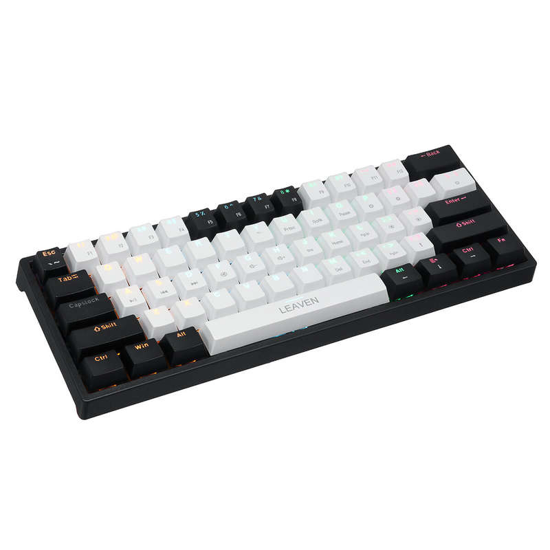 LEAVEN K620 Mechanical Keyboard 61 Keys PBT Translucent Dual-Color Injection Keycaps Blue/Red Switch