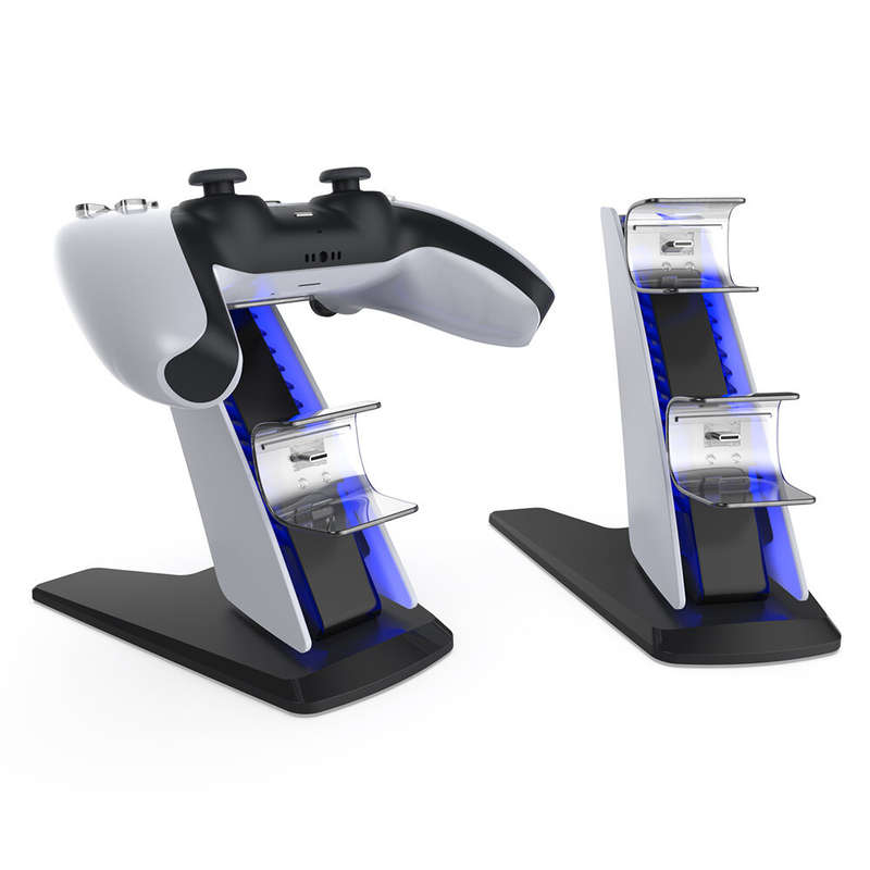 DOBE TP5-0585S Dual PS5 Fast Charger Bracket Wireless Game Controller Charging Stand with Blue Ambie