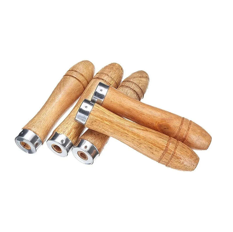 5PCS Wooden File Handles Ergonomic Secure Fit 9cm Length 4mm Diameter Fits 4-6 Inch Files Versatile