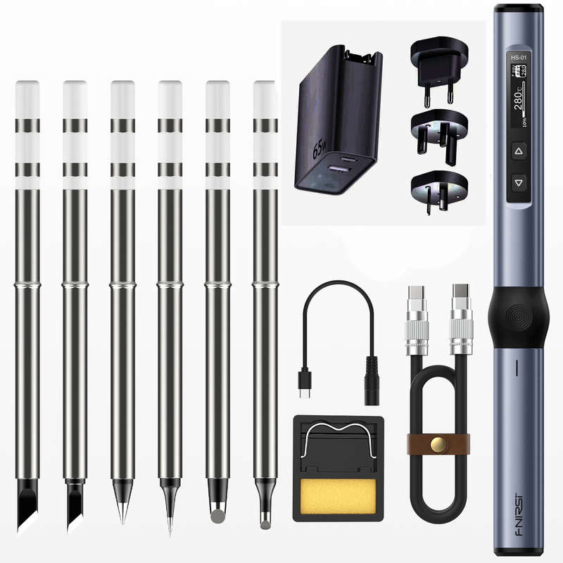 FNIRSI HS-01 PD 65W Electric Soldering Iron Adjustable Constant Temperature Fast Heat Portable Weldi