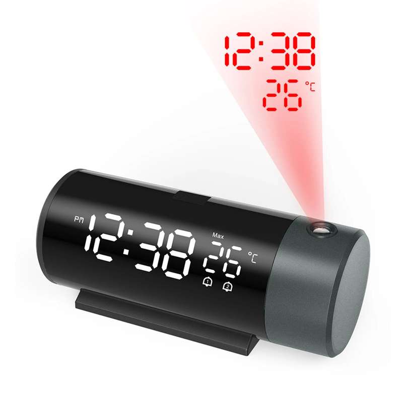 AGSIVO LED Digital Projection Alarm Clock with Projection on Ceiling Wall / Snooze / Temperature Dis