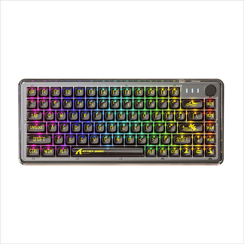 Attack Shark K75 81 Keys Transparent Mechanical Keyboard Wired RGB Hot-Swappable Dual ISSP Sound Dea