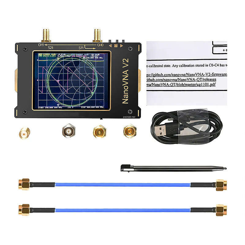 NanoVNA S-A-A-2 V2 Vector Network Analyzer 50KHz~3GHz MF HF VHF UHF Antenna Analyzer 3.2 inch Nano V
