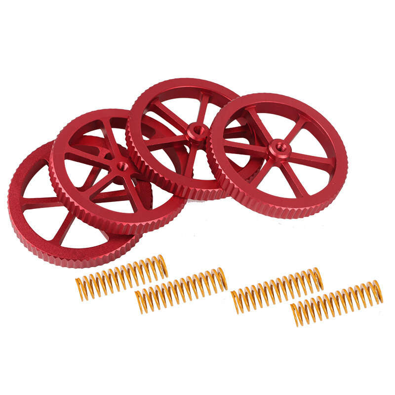 4Pcs Upgraded Metal Red Hand Screwed Leveling Nut + 4pcs Spring for Creality 3D Ender-3 Series 3D Pr