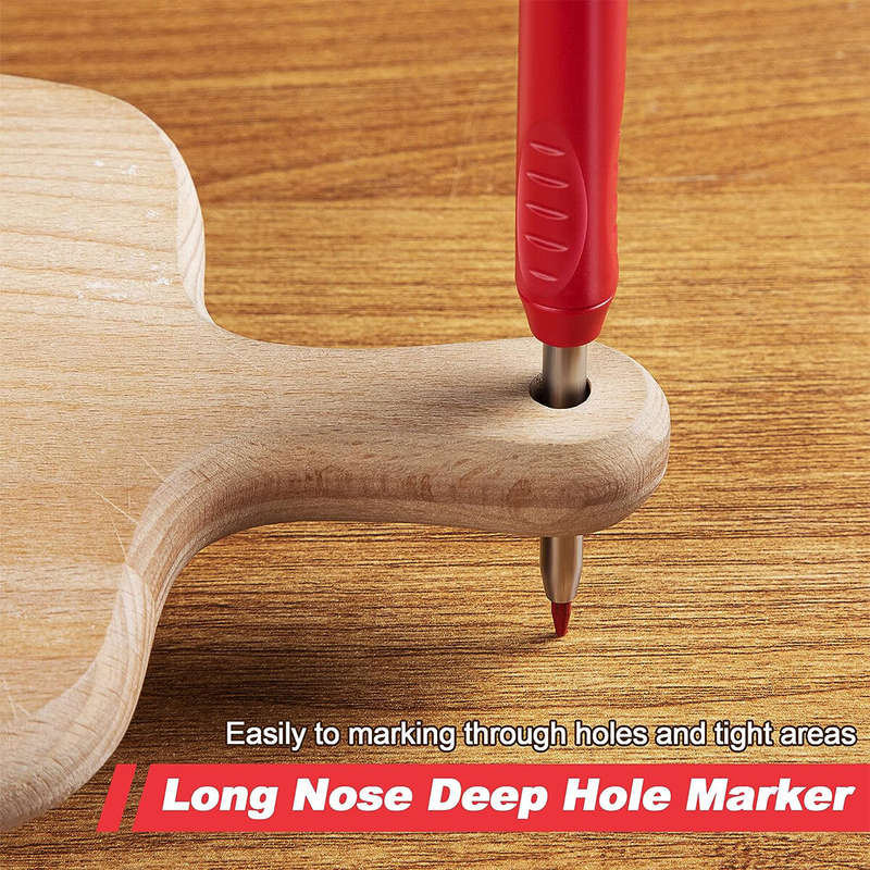 8 Pack Carpenter Pencil Set with Deep Hole Marker Built-in Sharpener and Carbide Scribe Marking Tool