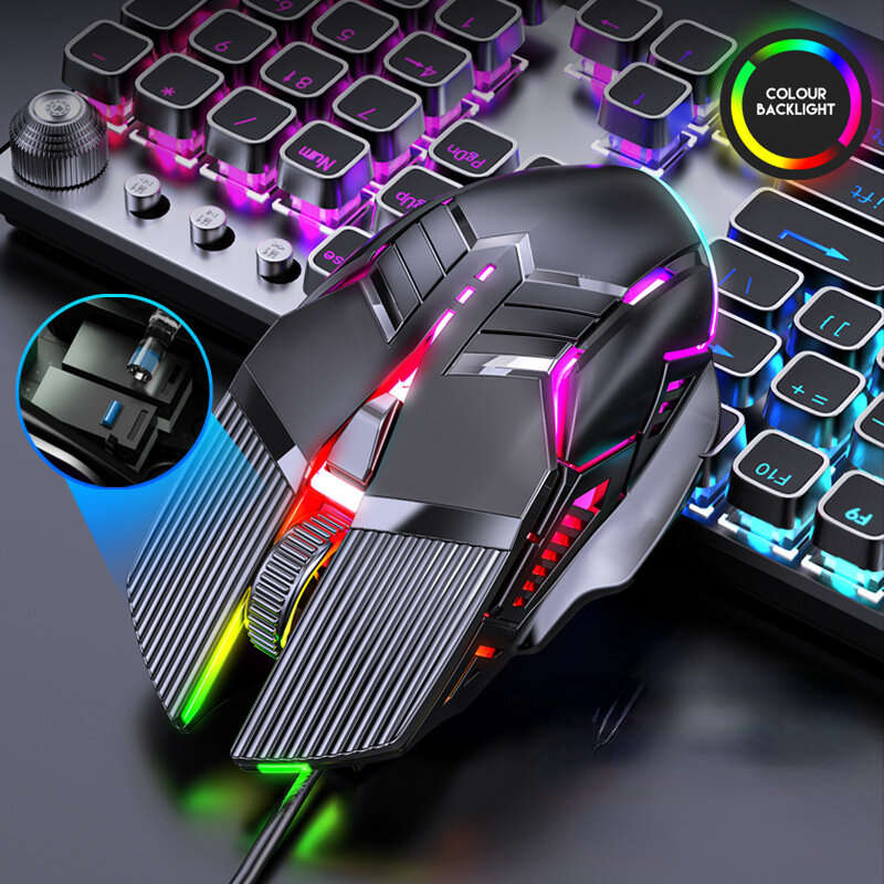 S800 Wired Gaming Mouse USB Computer Mouse 3200DPI Ergonomic Gaming RGB Mause 6 Button LED Silent Mi