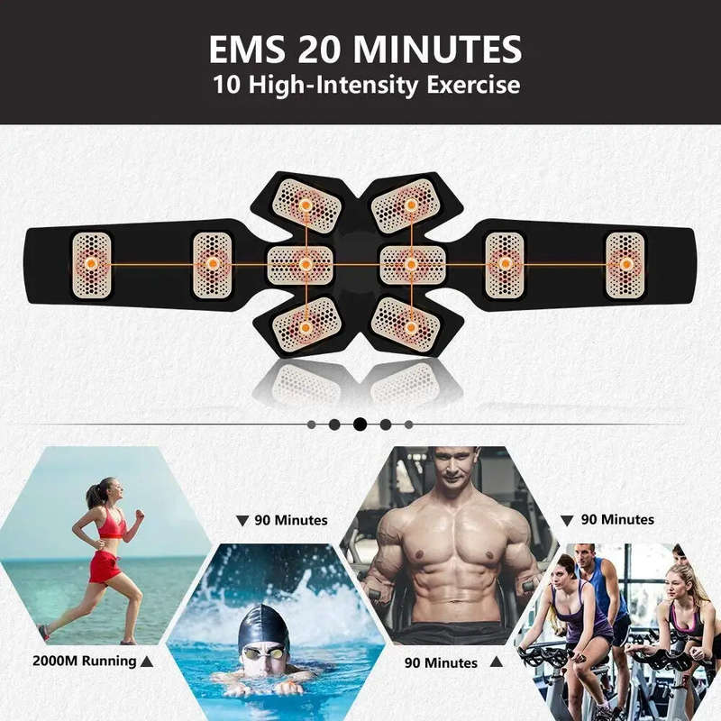 EMS Muscle Stimulator Abdominal Shaping Belt Muscle Exercise Instrument Abdominal Muscle Patch Fitne
