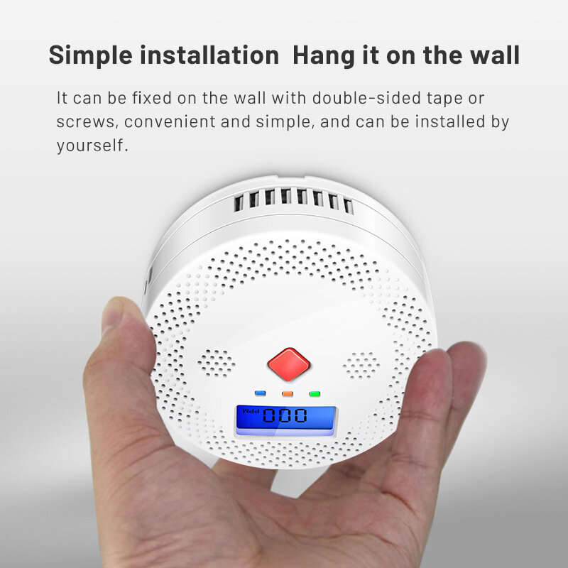 Tuya WiFi Smart Carbon Monoxide Detector Alarm 85dB Sound Warning LCD Digital Display Home Indoor CO