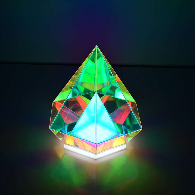 LED Pyramid Diamond Bedroom Decor RGB Night Light USB Color Dimming Atmosphere Lamp Remote Control H