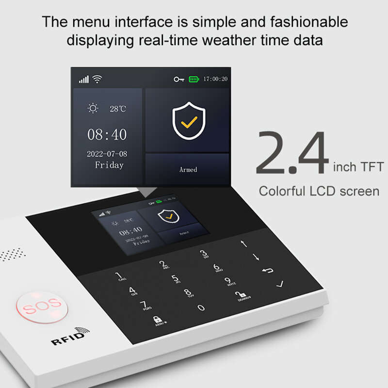 PGST PG-105 Tuya Smart GSM Wifi Alarm System for Home Wireless Security Alarm House Smart Life App C