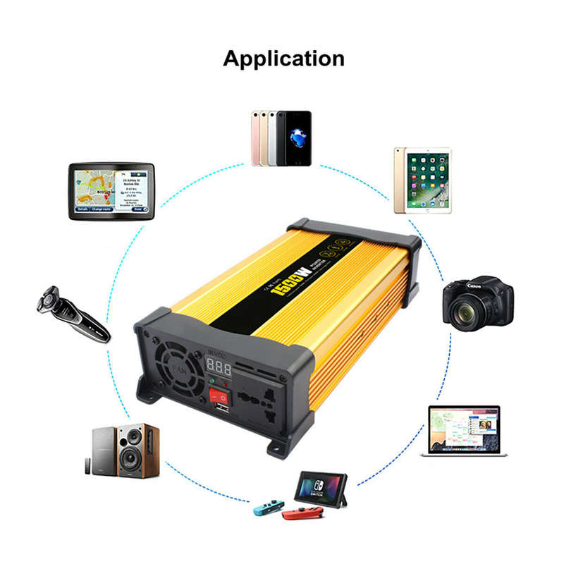 1500W 12V to 220-230V Solar Power Inverter Digital Display USB Modified Sine Wave Transformer Power