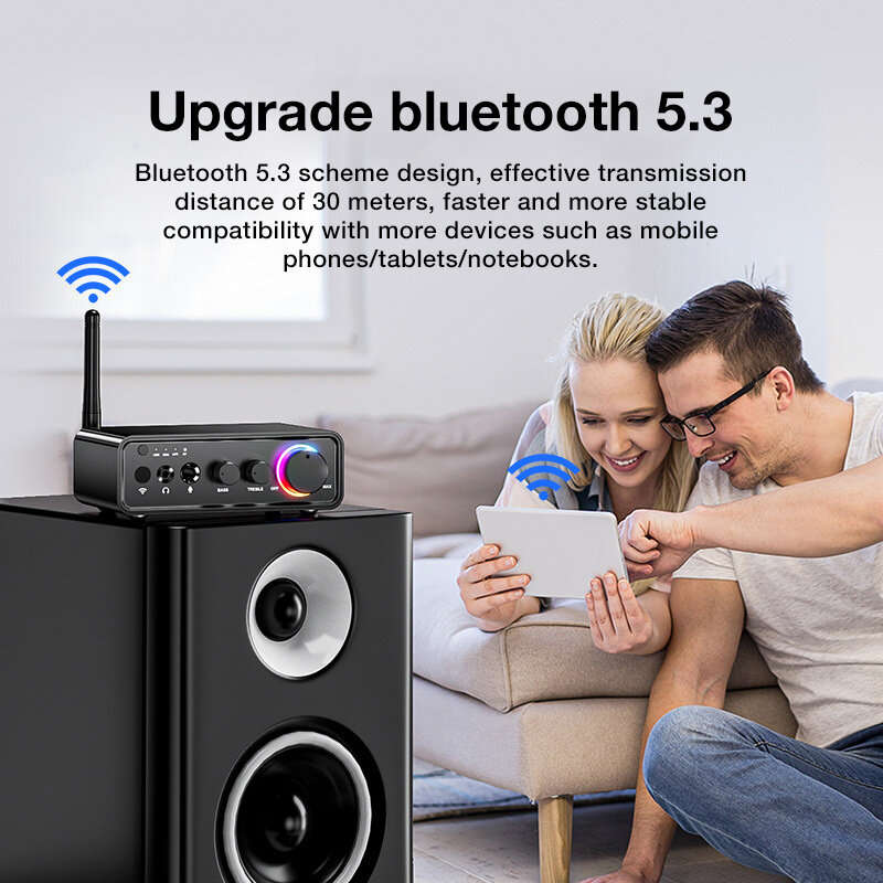 TPA3116D2 100W+100W bluetooth Amplifier Audio Digital Power Amplifier RGB Dual Channel Amp Built-in