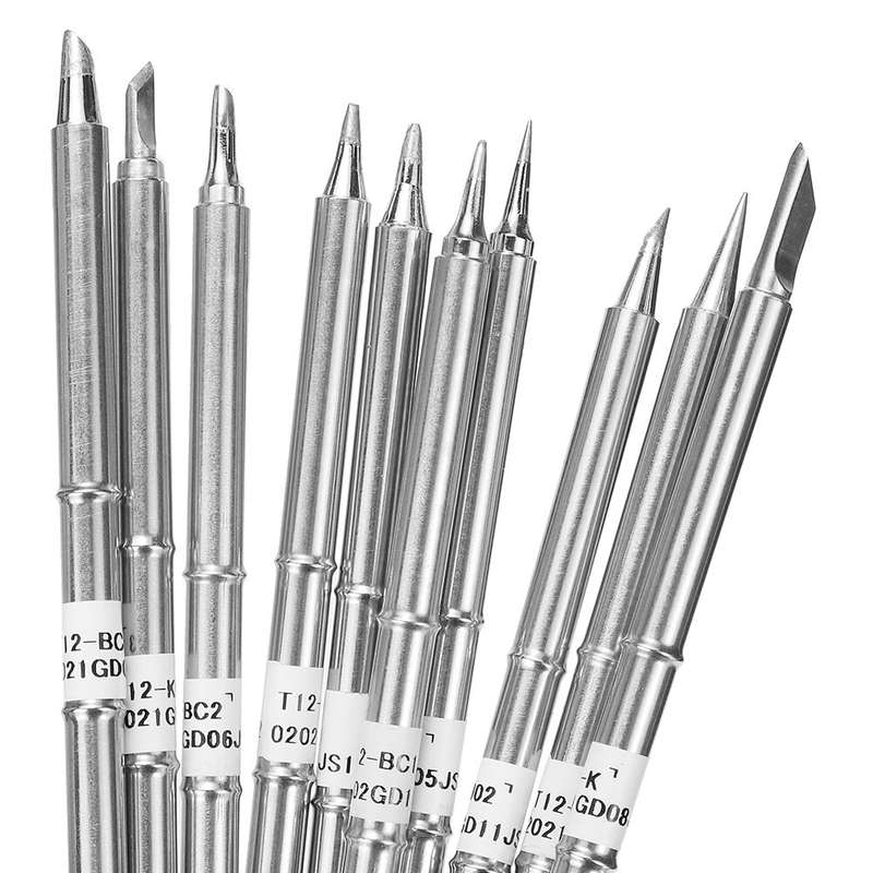 10PCS T12 Lead-free Alloy Stainless Steel Color Soldering Iron Tips Set