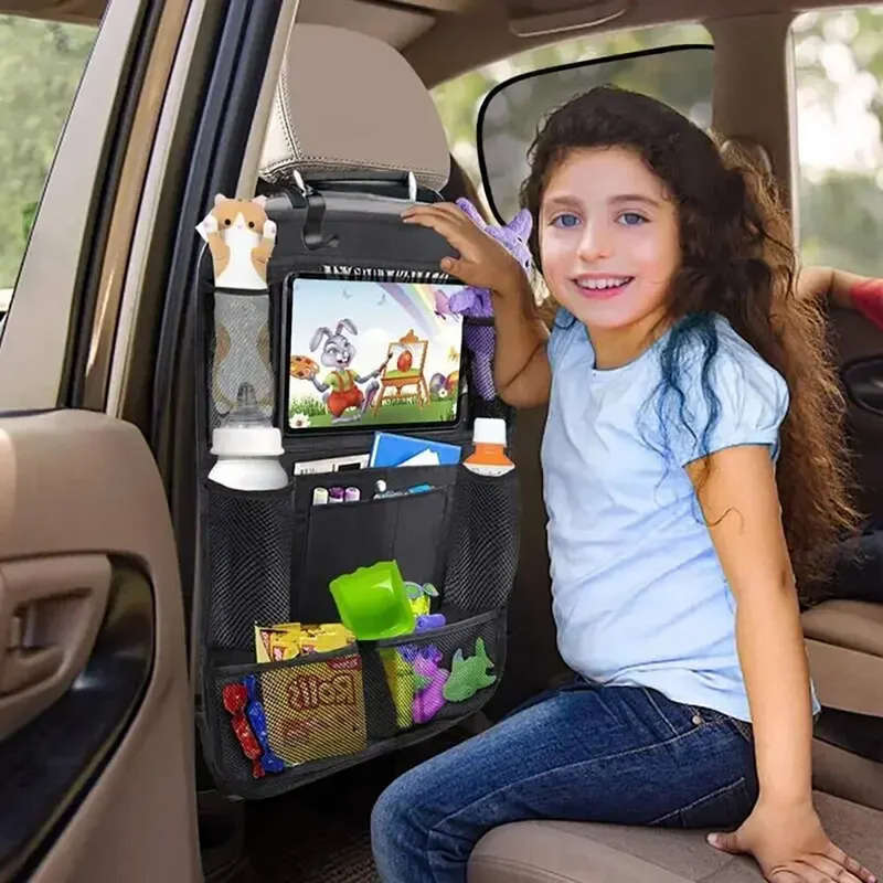 Multi-functional Car Seat Back Storage Bag Car Seat Organizer Multi-Pocket Storage Bag with Tablet H