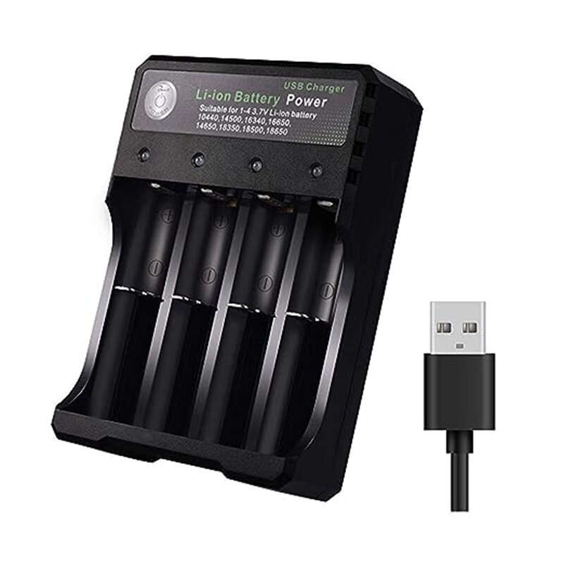 USB Intelligent Universal Rechargeable Battery Charger 18650 Flashlight Charger 4 Slots Fast Charge