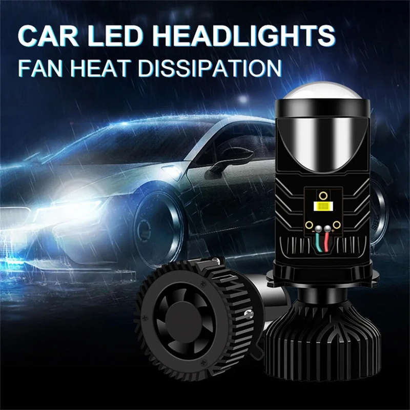 2pcs H4 LED Projector Mini Lens Auto Car LED Headlight Bulb Kit Conversion High & Low Beam 6000K Tur