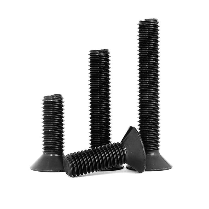 720pcs M3 Carbon Steel Black Round Head Screw Countersunk Head Flat Head Bolt Set Hex Hexagon Socket
