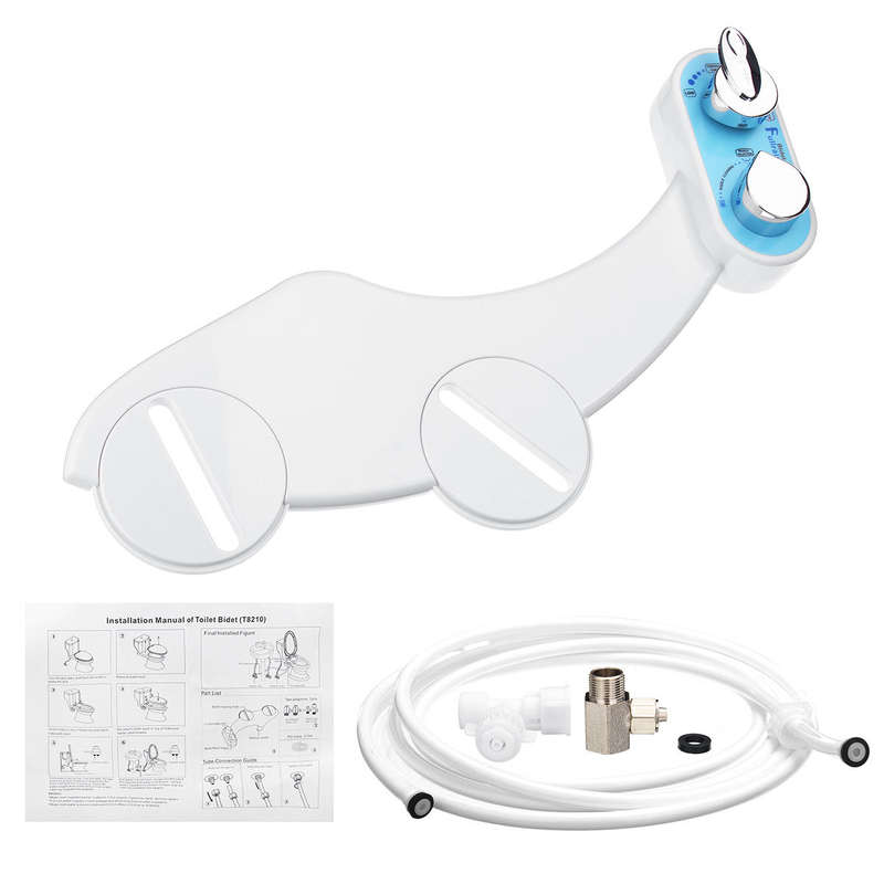Toilet Bidet Hot/Cold Water Dual Spray Non-Electric Mechanical Self Cleaning Adjustable Angle Bidet