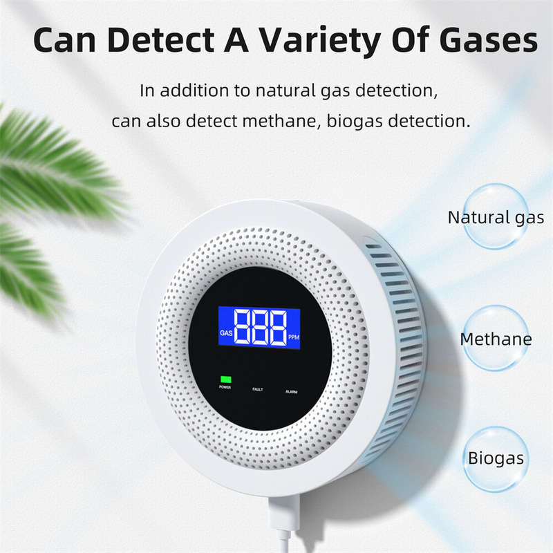 WiFi Enabled Gas Leak Detector with Digital Display and Temperature Sensor for Detection of Natural