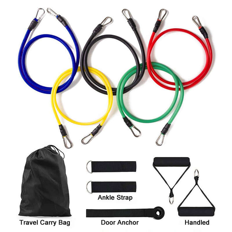 14Pcs TPE Resistance Bands Pull Rope Indoor Portable Fitness Equipment Arm Waist Leg Chest Trainer E