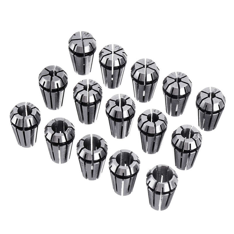Machifit 15pcs ER11 1mm to 7mm Spring Collet Set Collet Chuck for CNC Milling Lathe Tools