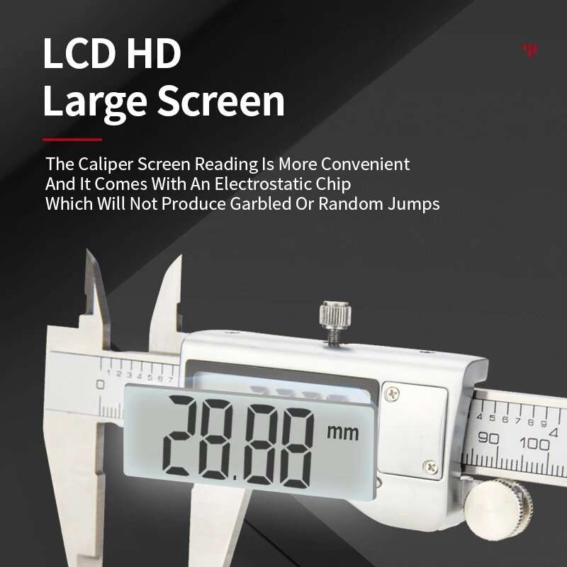 Stainless Steel Digital metal Fraction Caliper 150mm mm/ Inch High Precision large LCD display Verni