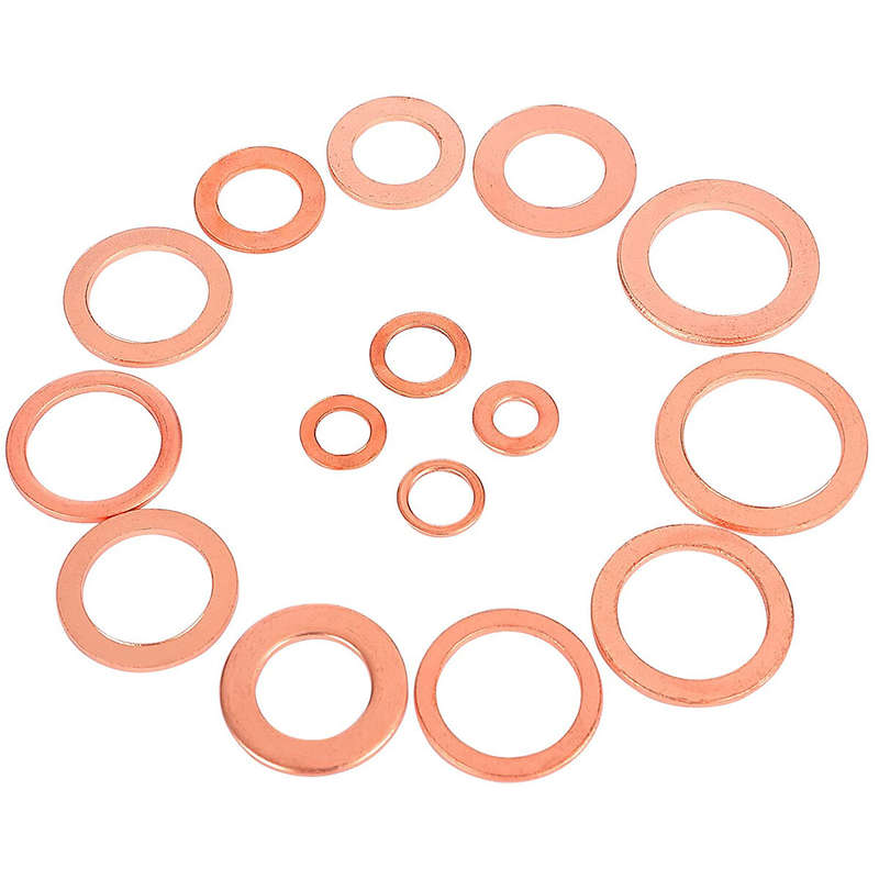 150PCS 15 Sizes Copper Metric Sealing Washers Assortment Set Flat Ring Sump Plug Oil Seal Gasket Sea