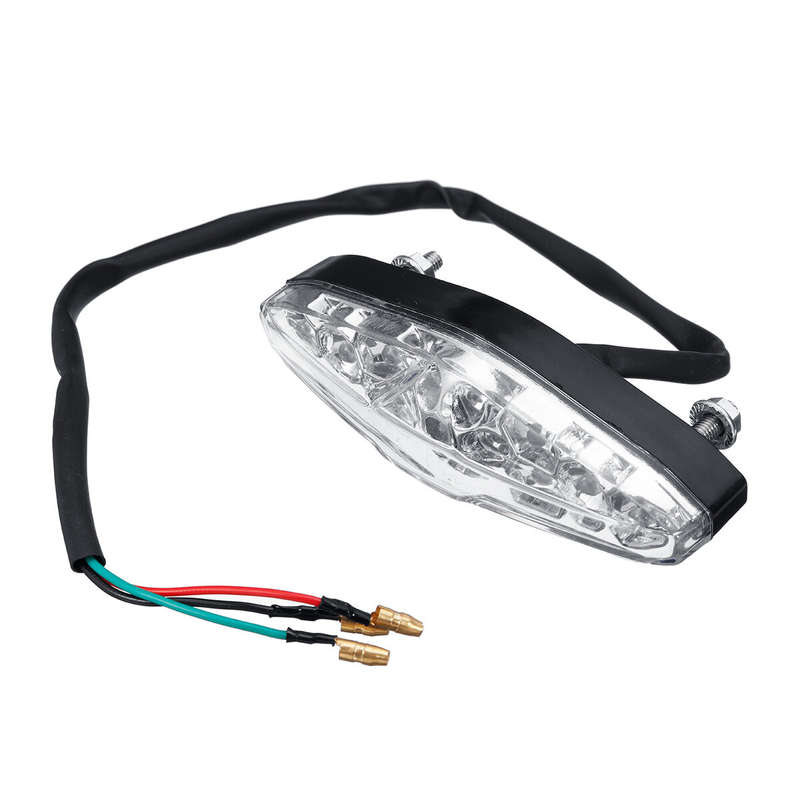 Universal DC 12V Red LED Motorcycle ATV Dirt Bike Brake Stop Running Tail Light Without Bracket - Wh