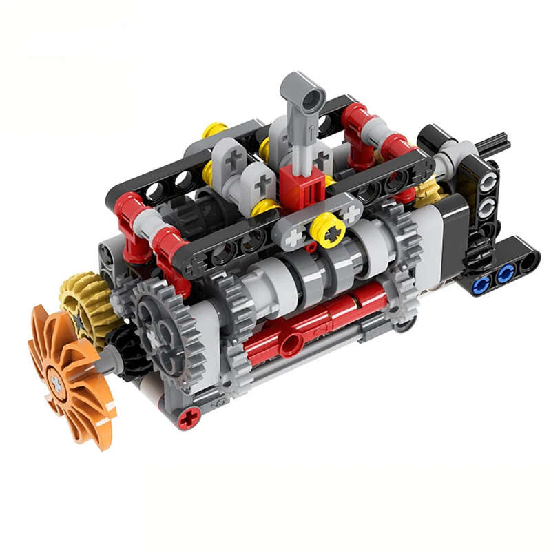 Mechanical Group V16 Cylinder Engine matched 6 Speed Gearbox MOC Building Bricks Parts Pack Blocks M