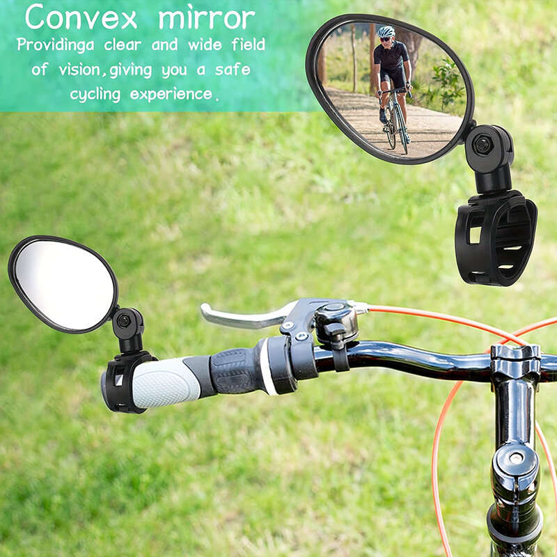 2pcs Bike Mirrors 360 Degree Adjustable Rotatable Handlebar Mirror Wide Angle Bicycle Rear View Mirr