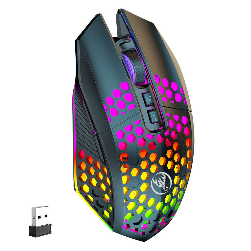 HXSJ T500 2.4G Wireless Mouse RGB 800-1600DPI Type-C Rechargeable Mute Gamer Mice for PC Laptop Comp