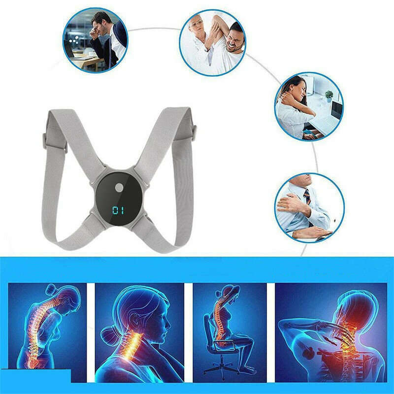Intelligent induction vibration Back Support Adjustable Non-slip Posture Spinal Correction with LCD