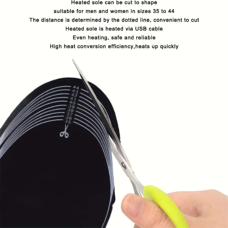 TENGOO 1Pair Electric Heated Insoles Croppable Thermal Comfortable USB Rechargeable Insoles for Wint