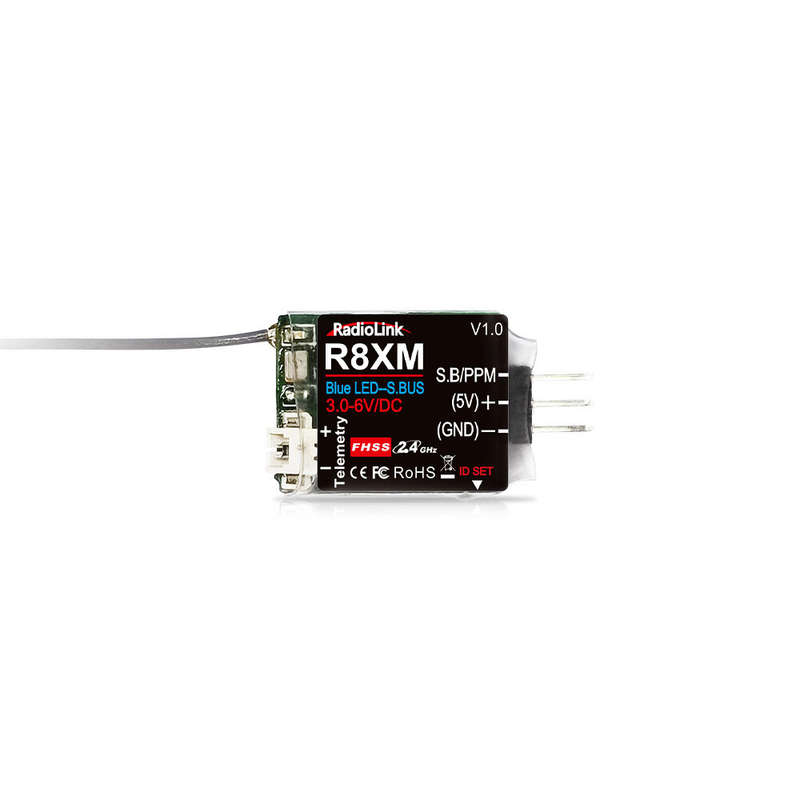 Radiolink R8XM 2.4GHz 8CH FHSS SBUS/PPM Mini Receiver Built-in Telemetry 4000M Control Distance for