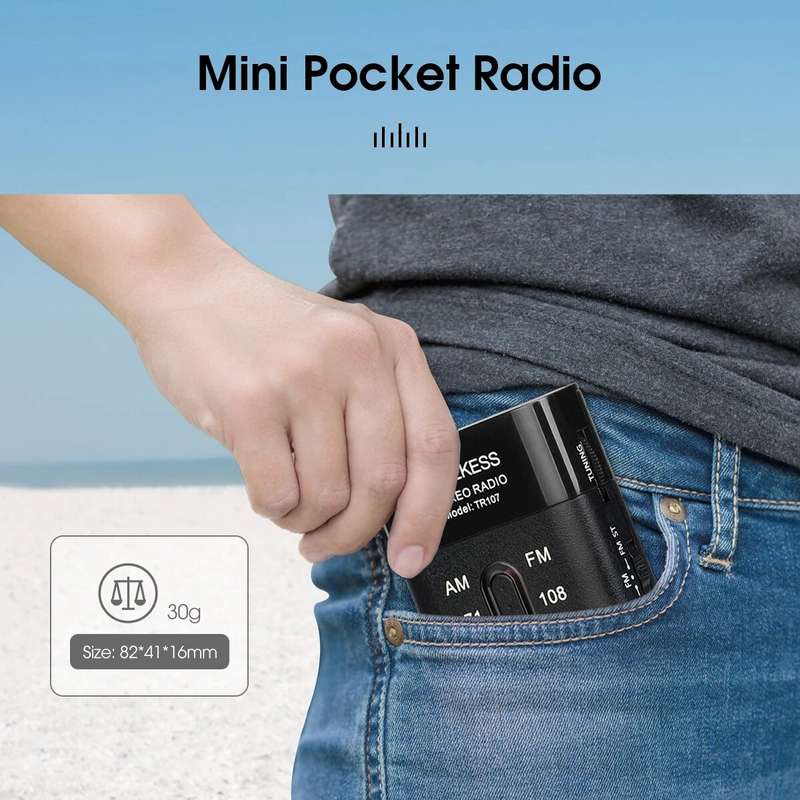 Retekes TR107 Portable Raidio Mini Pocket Radio FM AM Pointer Tuning Stereo Support BBS Mega Bass Wi