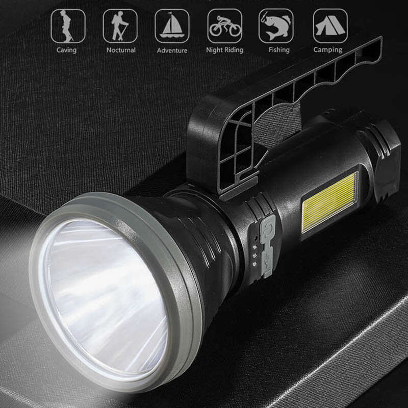 Strong Spotlight Flashlight With Telescopic Zoom USB Rechargeable Waterproof Camping Lantern, Emerge