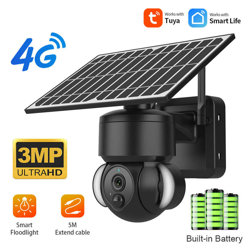 SECTEC Outdoors 4G Solar Powered Camera with Solar Panel 1080P Intelligent Monitoring PIR Human Dete