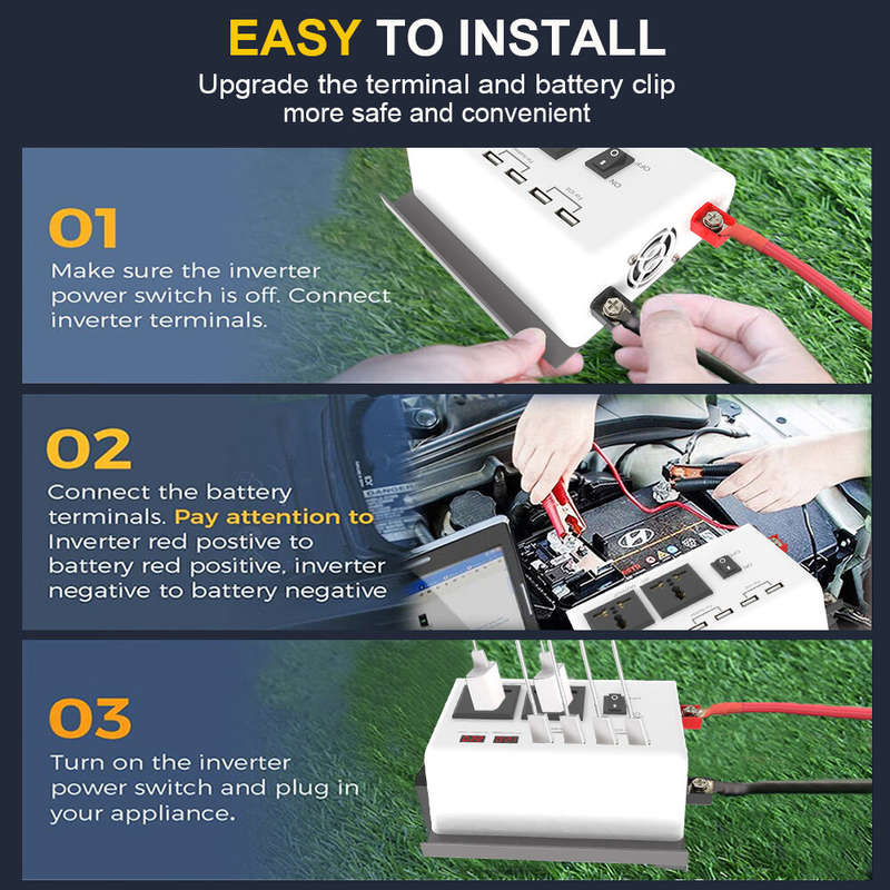 12V to 220V Inverter 4000W Car Power Converter Solar LCD Dual Display 4 USB 4.2A Fast Charge with In