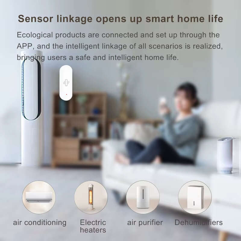 Tuya Smart Home WiFi Vibration Sensor Detection Smart Life APP Notification Real-Time Motion Shock A