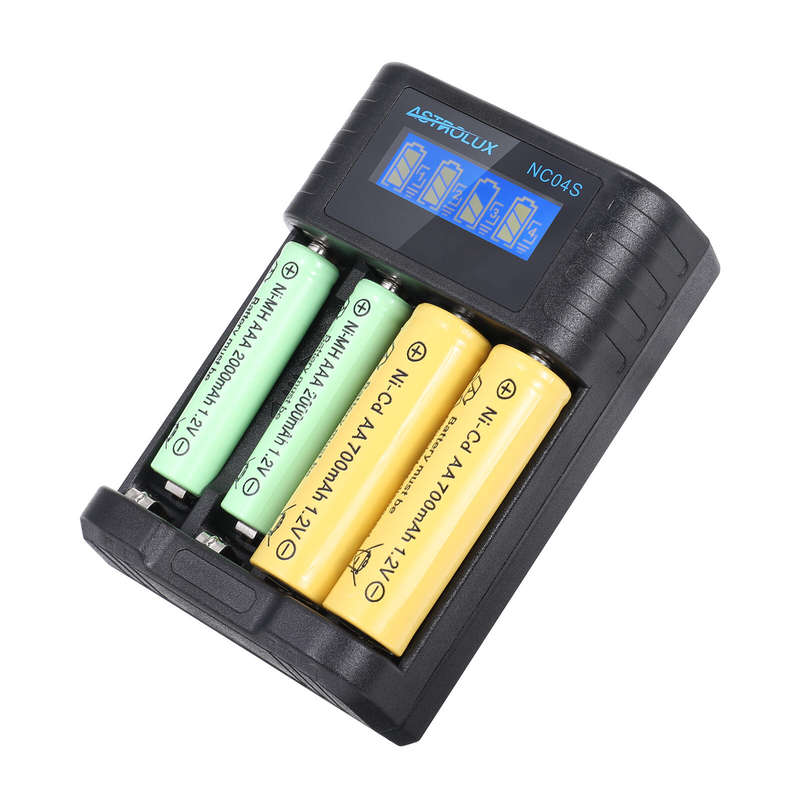 Astrolux NC04S Inteligent 4-Slot LCD Battery Charger Mix-charging of AA/AAA Lithium & NiMH Btteries