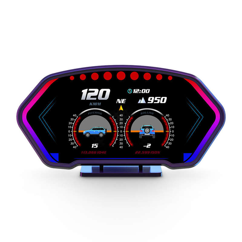 6-inch LCD Screen P3 Car Head Up Display 36 Function OBD+GPS Dual System HUD Slope Meter Acceleromet