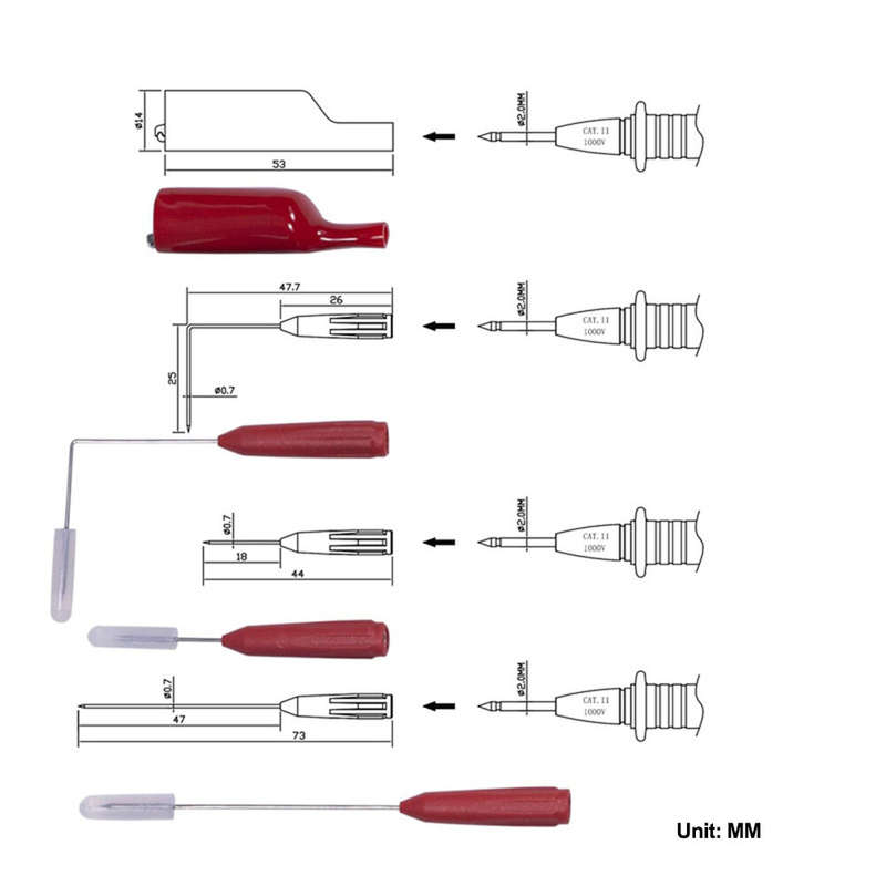 9PCS Universal 2mm Test Probes and Clips for Multimeters Easy Installation Robust Steel Design for A