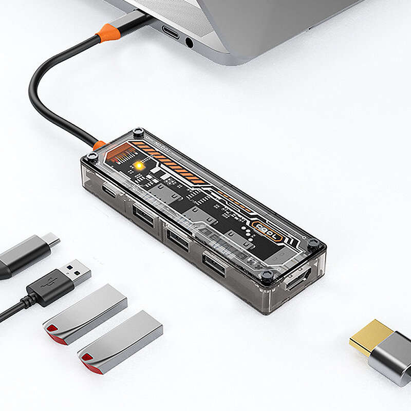 Seewei SW5H 5-in-1 USB 3.0 Hub Docking Station USB Adapter with USB2.0*2 USB3.0 PD100W USB-C 4K@30Hz