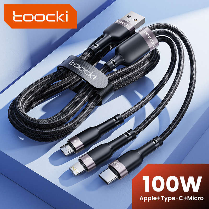 Toocki TQ-X61 6A 100W USB-A to iP/Micro/Type-C Cable Fast Charging Data Transmission Copper Core Lin