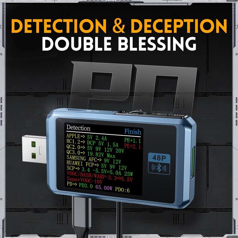 FNIRSI-FNB48P Ammeter Voltmeter USB Tester TYPE-C Fast Charge Detection Trigger Capacity Ripple Meas