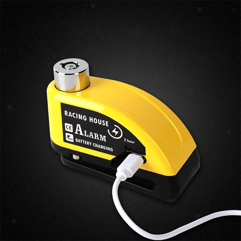 Bike Alarm Disc Brake Lock Security Anti-theft Type-C Rechargeable Large Capacity Battery Waterproof
