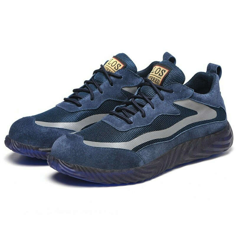 AtreGo Mens Steel Toe Safety Shoes Breathable Work Boots Outdoor Hikng Sneakers