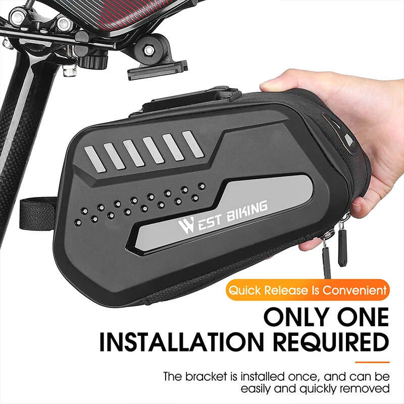 WEST BIKING 2.7L Large Capacity Waterproof Bike Bag Hard Shell MTB Road Bike Under Seat Tool Bag Qui